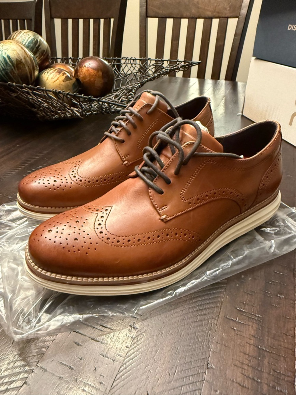 Cole Haan Brown Leather Wingtip Derby with Contrast Sole
